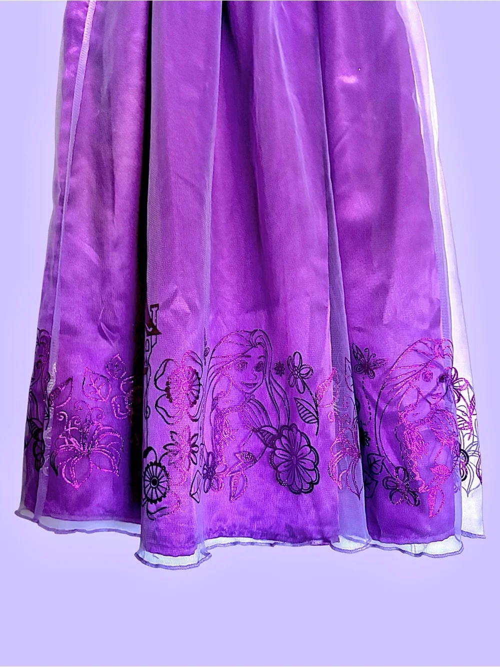 NWT Disney Store Rapunzel Princess Costume Dress Lavender Satin Girls Size 5/6